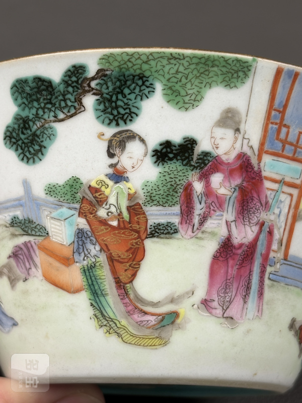 清嘉庆 粉彩西厢记人物故事图马蹄杯 - 图11